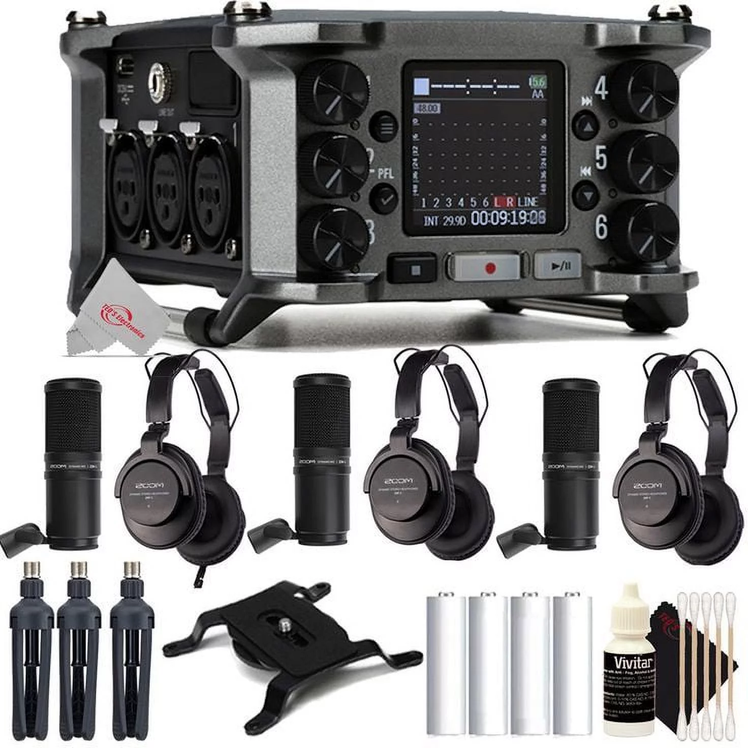 Zoom F6 6-Input / 14-Track Multi-Track Field Recorder with Three Podcast Mic Pack - Curated Treasures Market