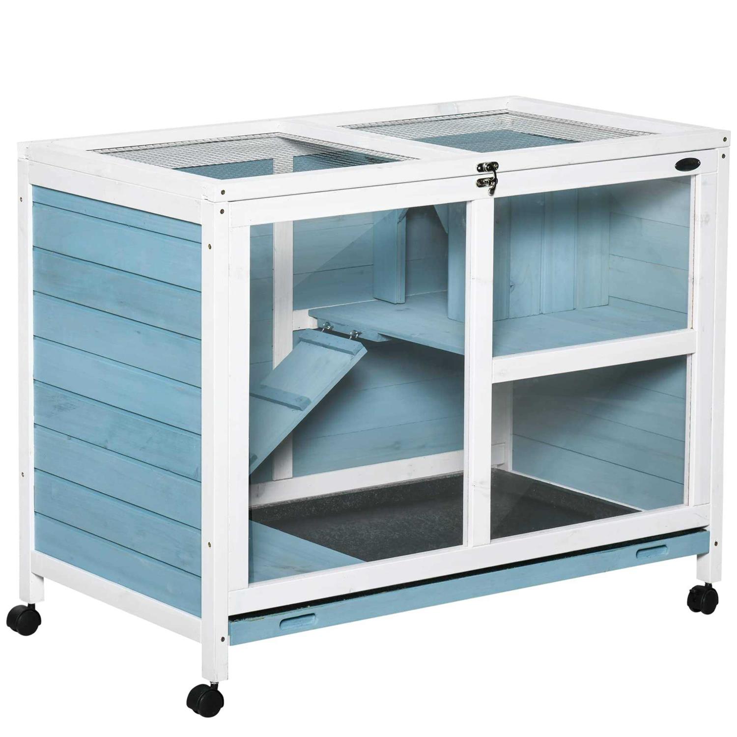 PawHut 2-Story Wooden Rabbit Hutch - Pet Supplies online store