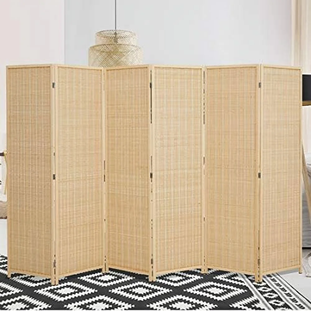 JYHOME Room Divider Privacy Screen with Natural  4-Panel 5-Panel 6-Panel Folding Privacy Screens Freestanding Room Divider - Curated Treasures Market