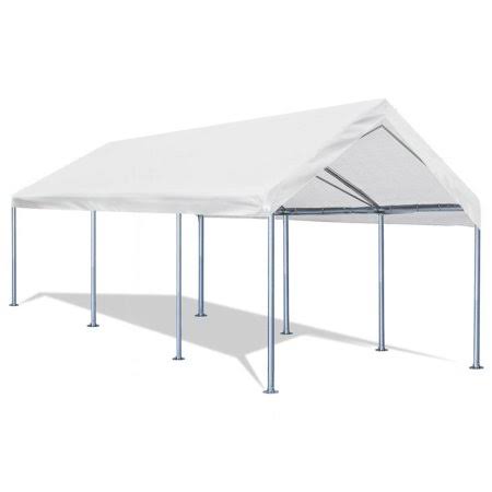 Quictent 10?x20? Carport Heavy Duty Car Canopy Galvanized Car Boat Shelter with 4 Reinforced Steel Cables White, Size: 10&x20&