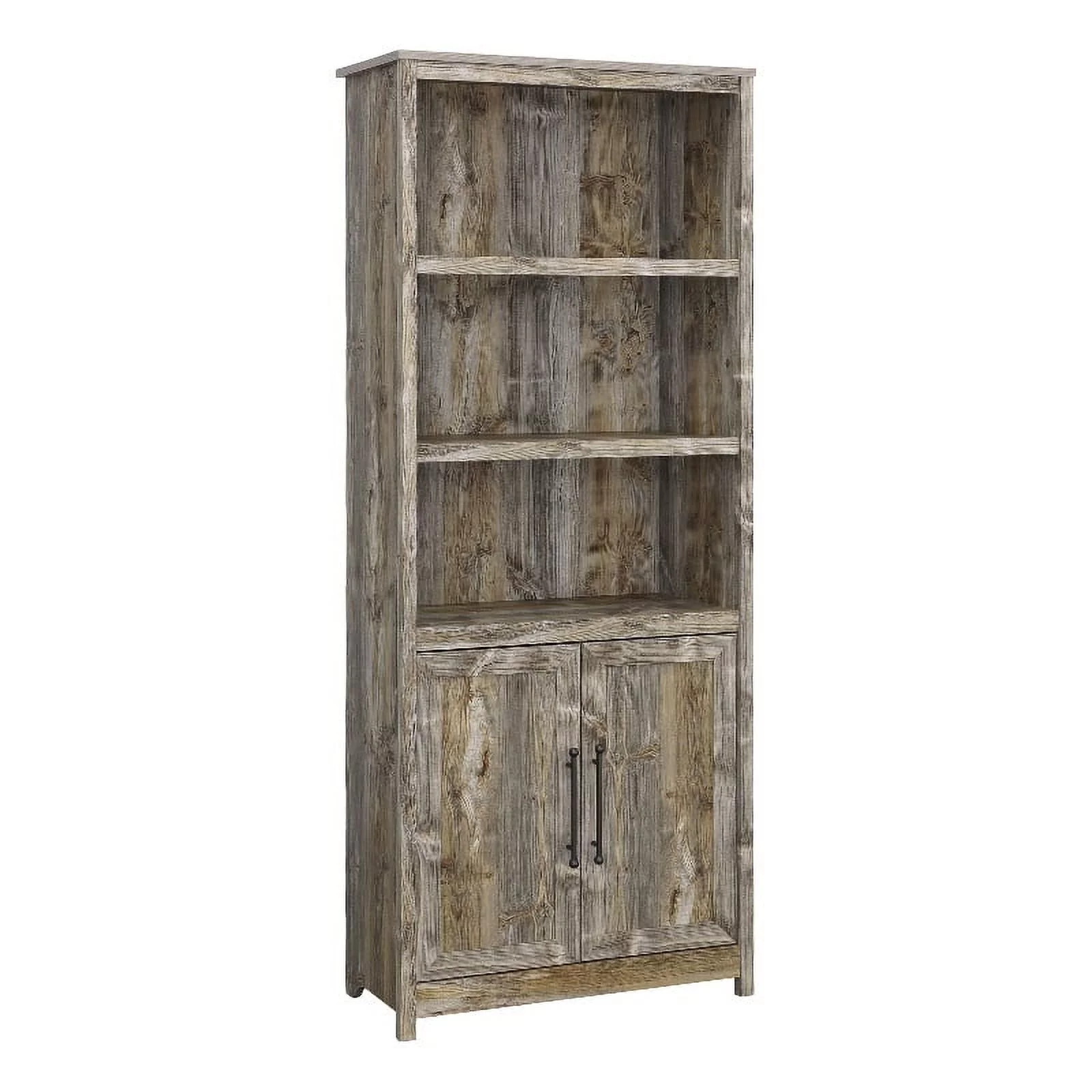 Sauder Granite Trace Engineered Wood Library with Doors in Rustic Cedar/Brown