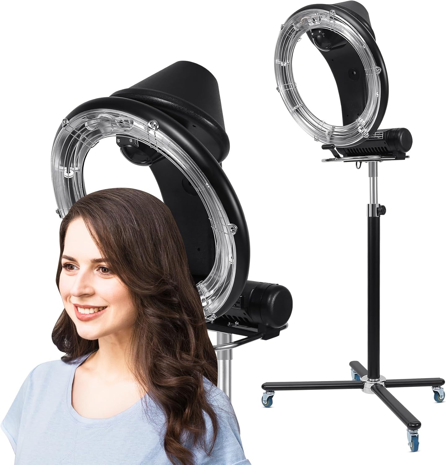 Professional Salon Standing Hair Dryer Orbiting Hair Dryer, 110V 950W Timer Adjustable Temperature Height 134-173cm