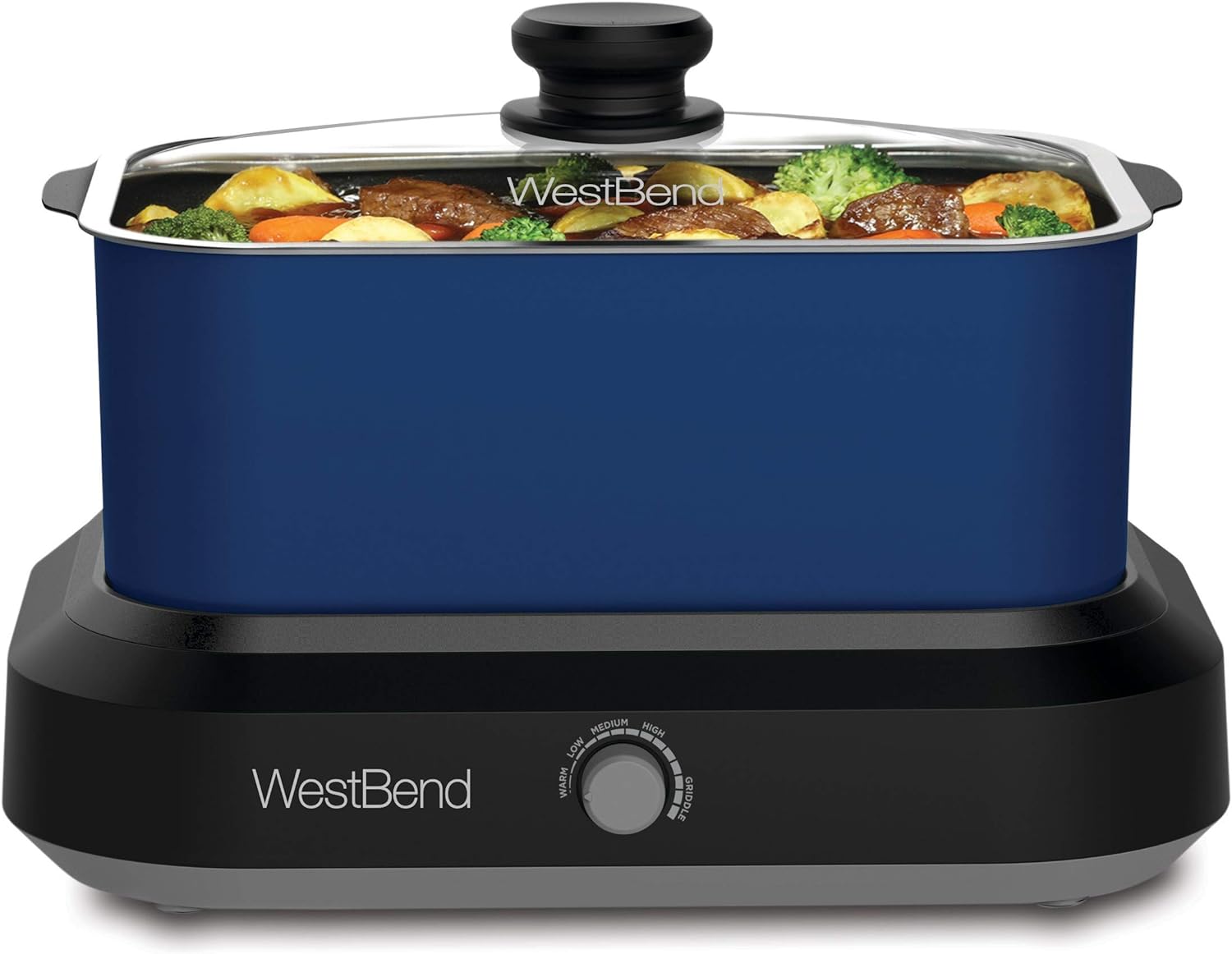 West Bend 87905 Versatility Slow Cooker Large Capacity Non-stick Dishwasher Safe Variable Temperature Control Includes Travel Lid & Thermal Carrying