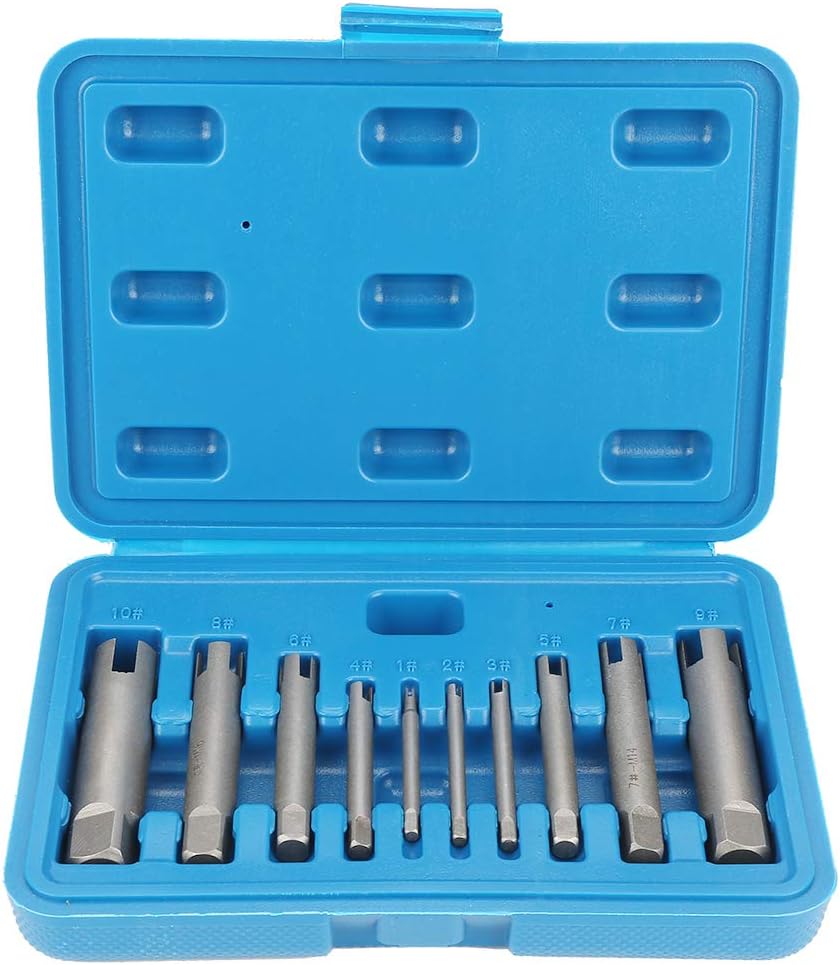 fo sa 10Pcs Screw Tap Extractor Set, 3/4 Flute Broken Head Screw Remover, Stripped Screw Tap Extractor Set