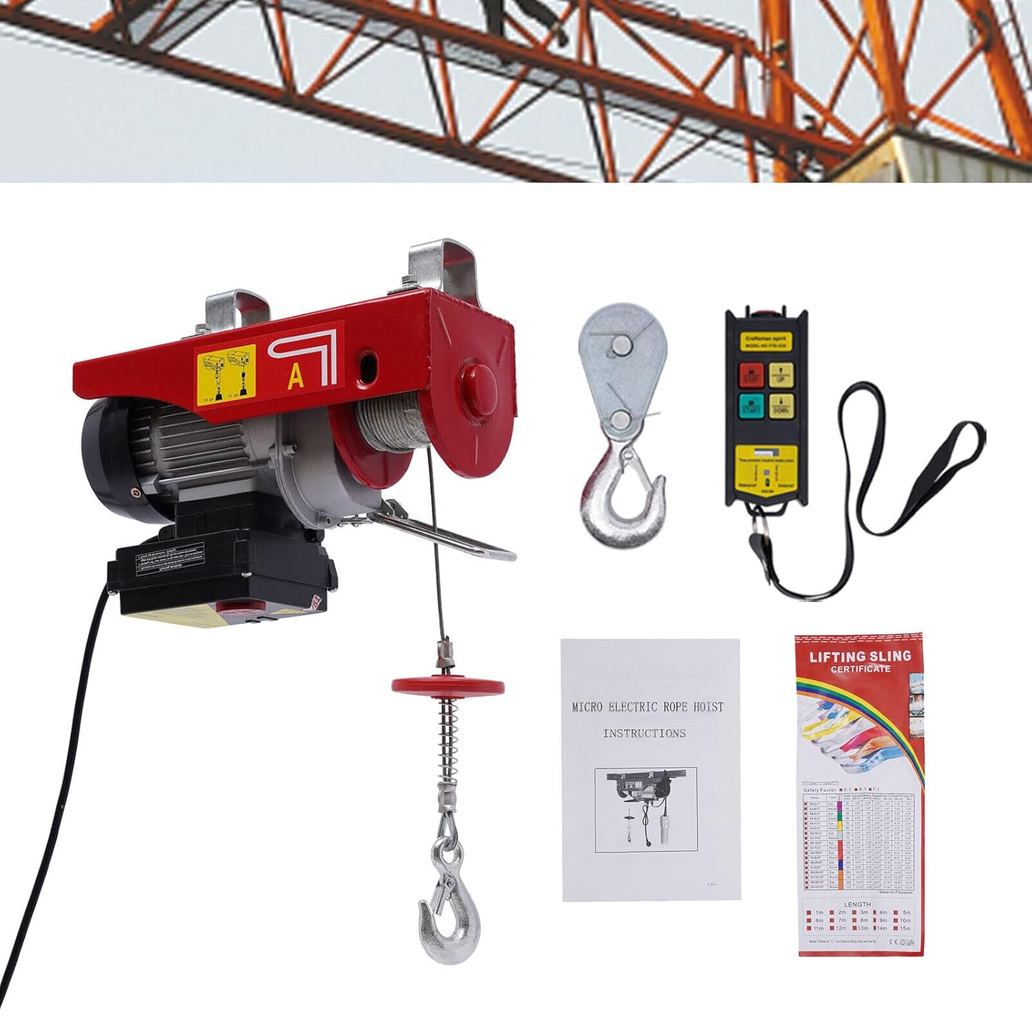 440Lbs Lift Electric Hoist Crane Remote Control Power System