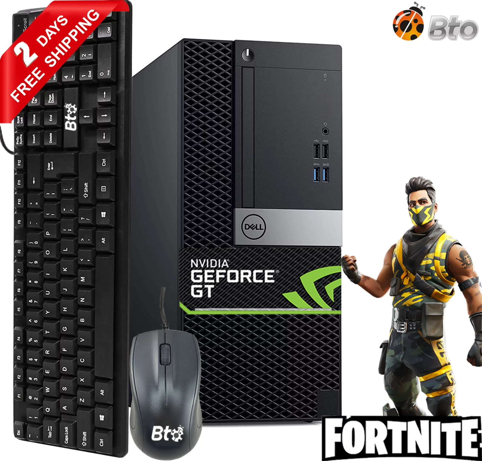 Restored Dell Gaming Tower Computer Desktop PC, Intel Core i5 6th Gen. Processor, 16GB DDR4 Ram, 256GB SSD + 2TB HDD, NVIDIA GT 1030 DDR5, HDMI, WiFi