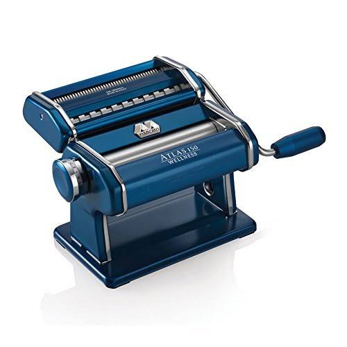 Marcato Atlas Pasta Machine, Made in Italy, Blue, Includes Pasta Cutter, Hand Crank, and Instructions