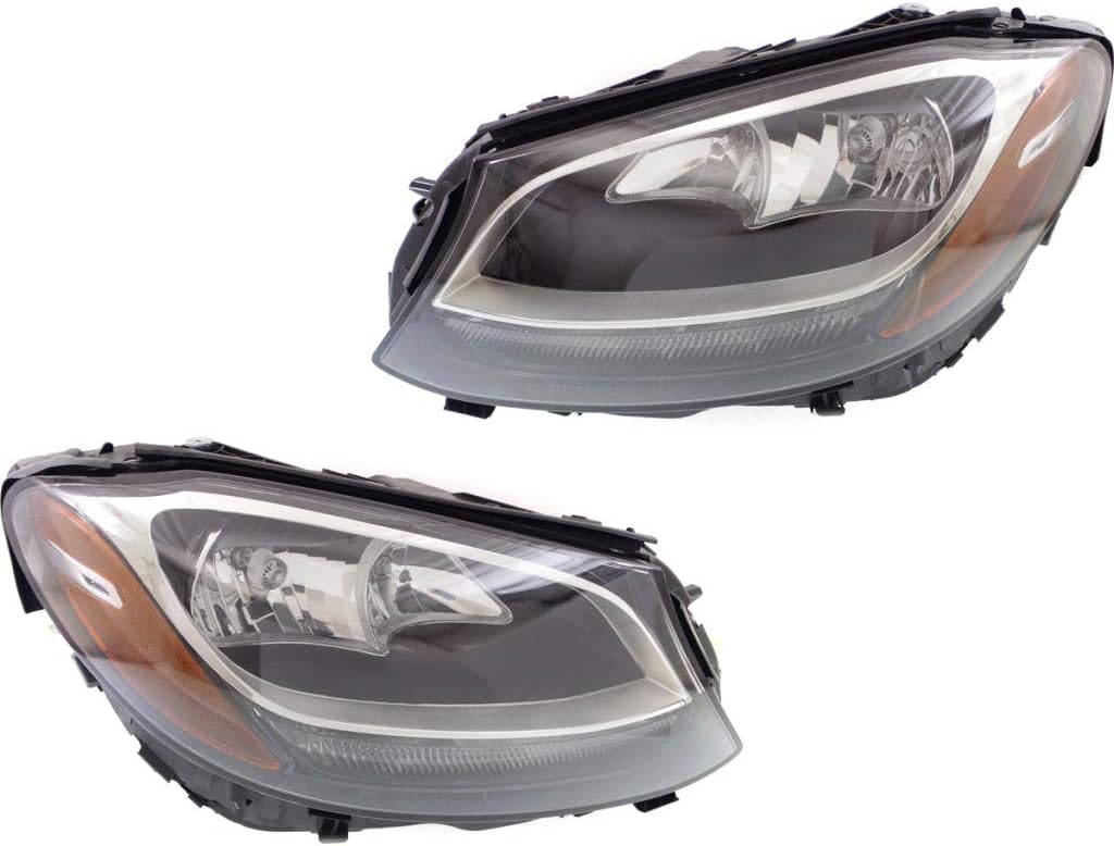 For Mercedes-Benz Headlight Assembly C300 2015 2016 2017 Pair Driver and Passenger Side Halogen CAPA Certified For MB2502220