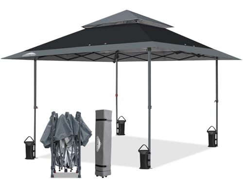 EAGLE PEAK 13x13 Straight Leg Pop Up Canopy Tent Instant Outdoor Canopy Easy Single Person Set up Folding Shelter w/Auto Extending Eaves 169 Square