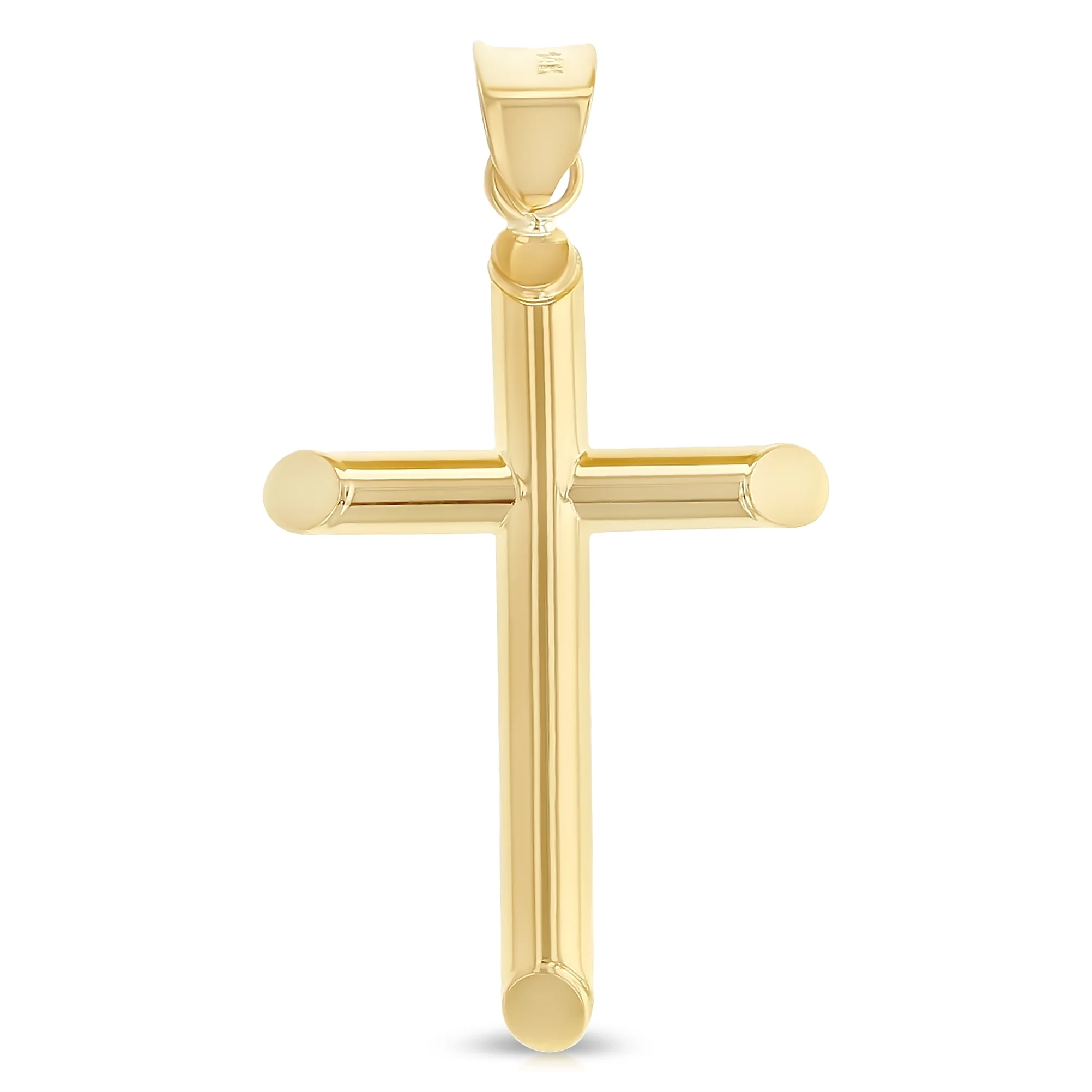 Ioka-14K Yellow Gold Classic Cross Religious Charm Pendant For Necklace or Chain