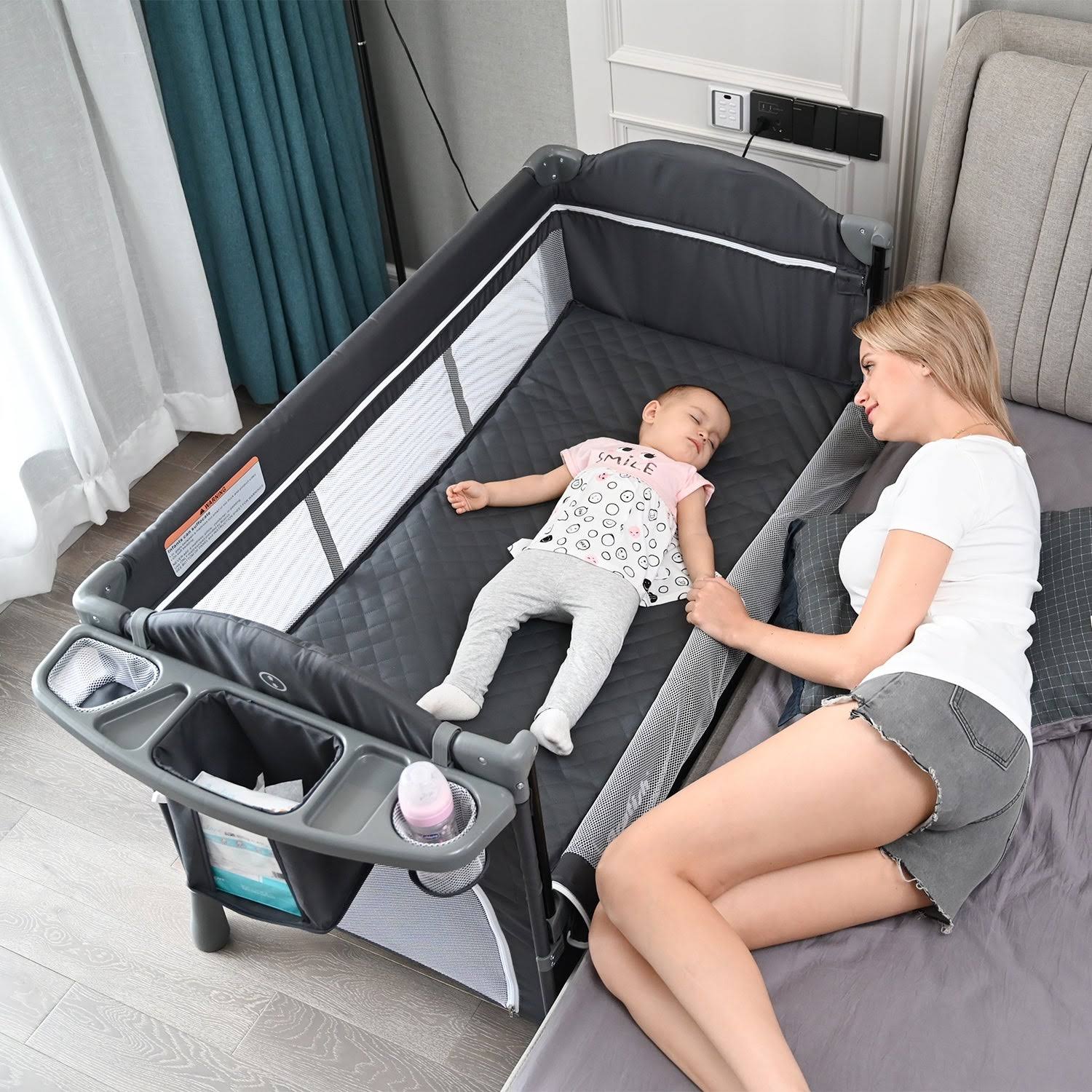 Baby Crib with Mattress,Bedside Sleeper for Baby