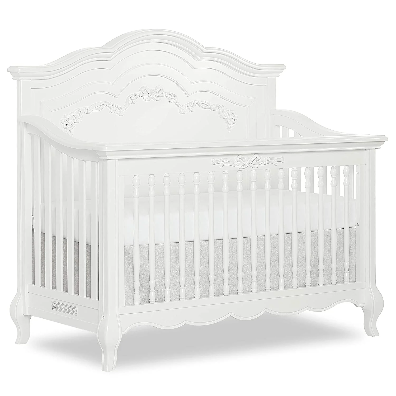 Evolur Aurora 5-in-1 Convertible Crib in Frost, Greenguard Gold Certified, Features 3 Mattress Height Settings, Sturdy and Spacious Baby Crib