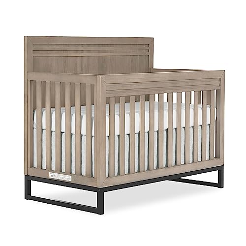 Evolur Kyoto 5-in-1 Convertible Crib in Brown Stone, Greenguard Gold and JPMA Certified, Non-Toxic Baby Safe Paint, Made of Hardwood