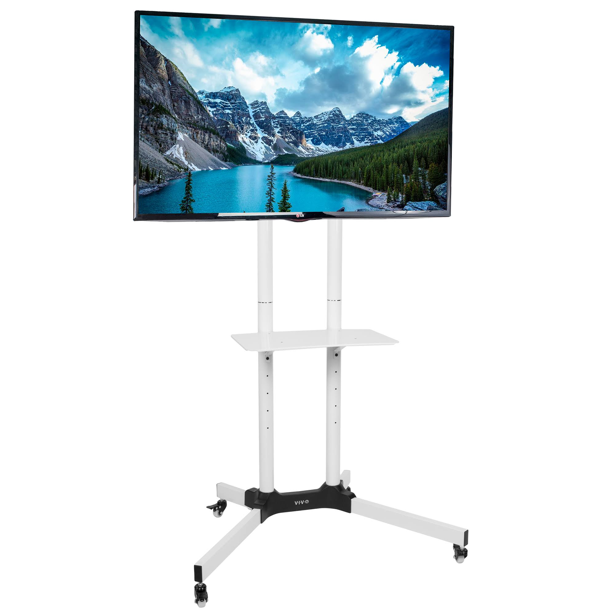 Vivo Mobile TV Cart for 32 to 65 LCD LED Plasma Flat Panel Stand - White