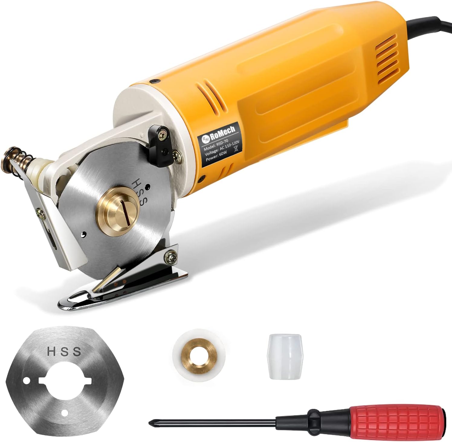 RoMech Mini Electric Cloth Cutter, Rotary Blade Fabric Cutting Machine, Octagonal Knife