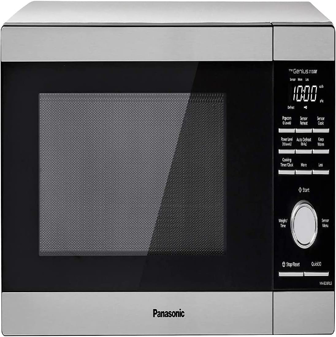 Panasonic NN-SD67LS Countertop Microwave Oven, 1100 Watt with Genius Sensor Cook and Auto Defrost, 1.3 cft, Popcorn Button Stainless Steel (Renewed)