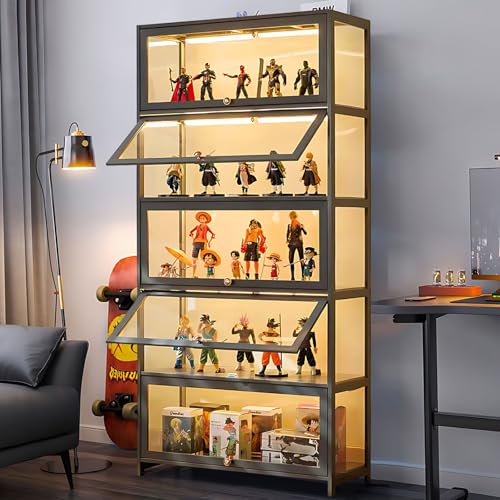 Curio Display Cabinet, 5-Tier Storage Shelves with Acrylic Glass Door, Collectibles Toy Organizers Rack & Display Shelf