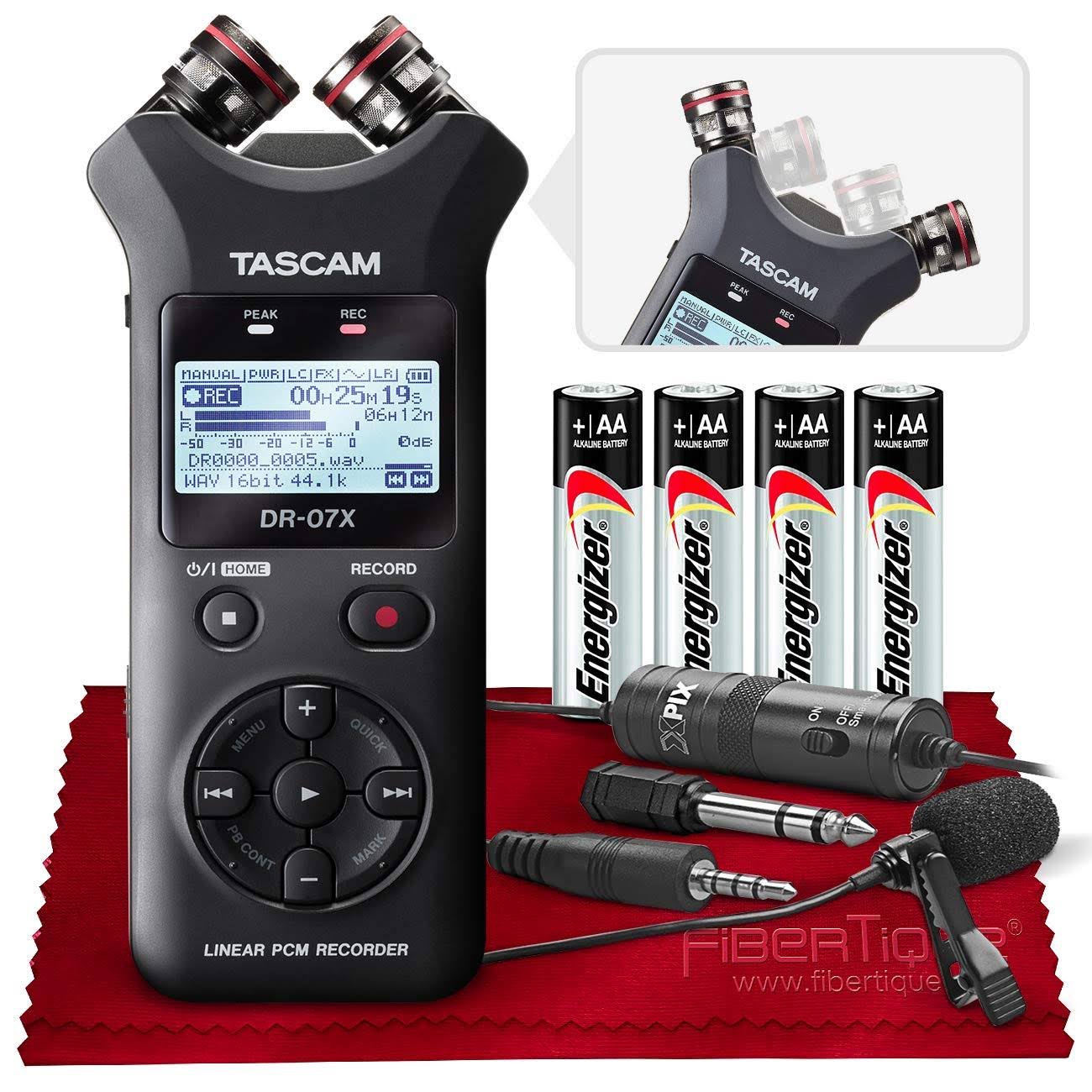 Tascam DR-07X Stereo Handheld Digital Audio Recorder with USB Audio Interface w/Accessories Bundle