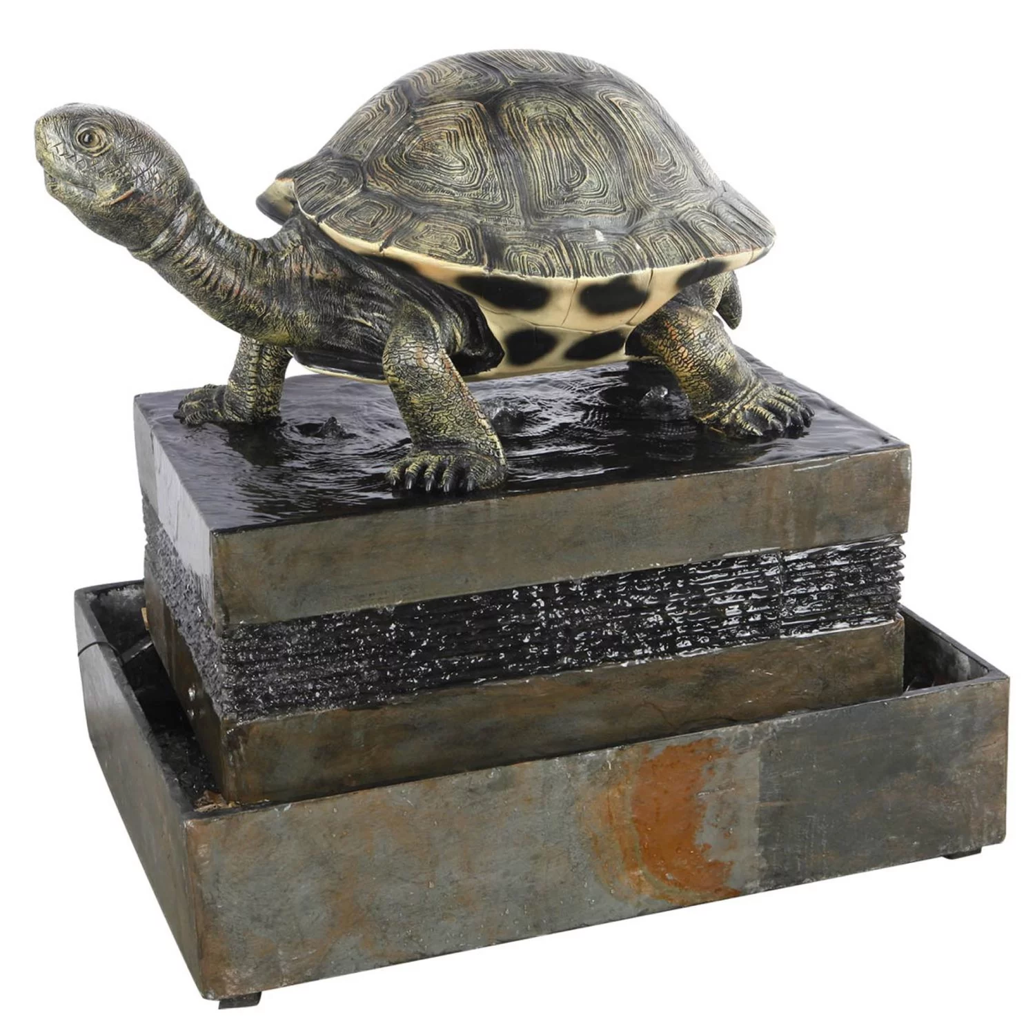 Tortoise Treasure Fountain - 19" x 19" x 46.5" - Grey