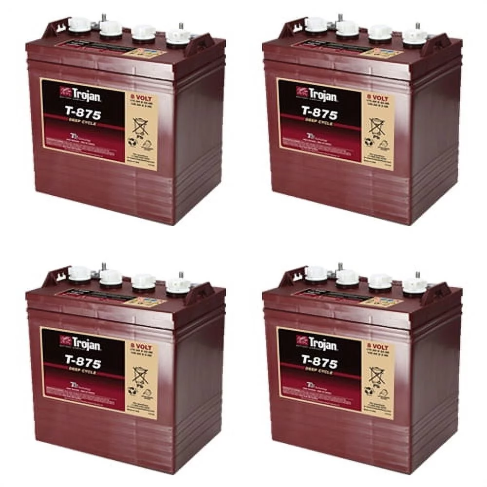 Trojan T875 8 Volt, 170 AH Deep Cycle Battery - 4 Pack - Curated Treasures Market