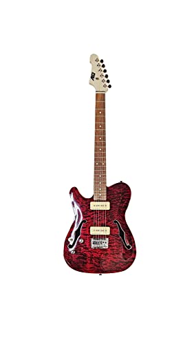 IYV 6 String Semi-Hollow-Body Electric Guitar, Left, Cherry Red (ITF-450 LH)