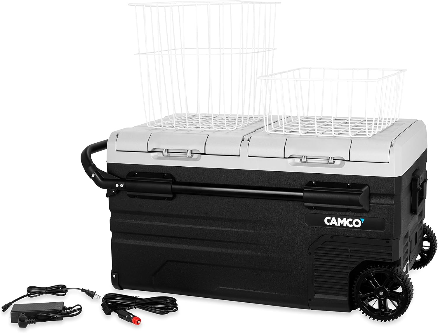 Camco 51520 CAM-750 Portable Refrigerator, AC 110V/DC 12V Compact Fridge/Freezer with Dual Zone Cooling, 75-Liter