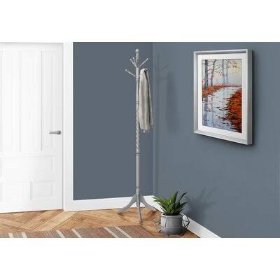 Wolak Solid Wood 6 - Hook Freestanding Coat Rack in Gray Canora Grey