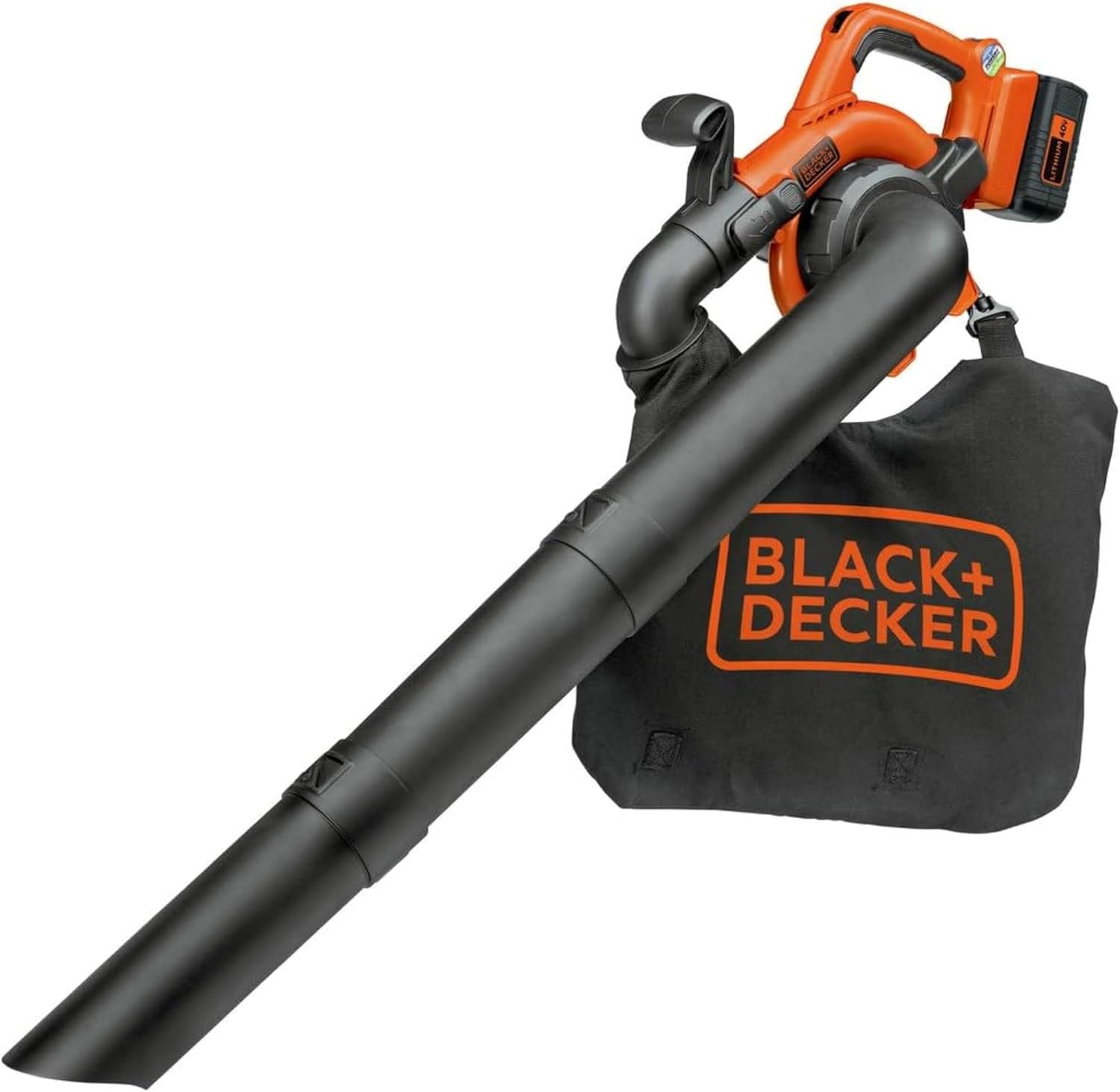 BLACK+DECKER 40V Cordless Leaf Blower Kit, 120 mph Air Speed, 6-Speed Dial, Built-In Scraper, With Collection Bag