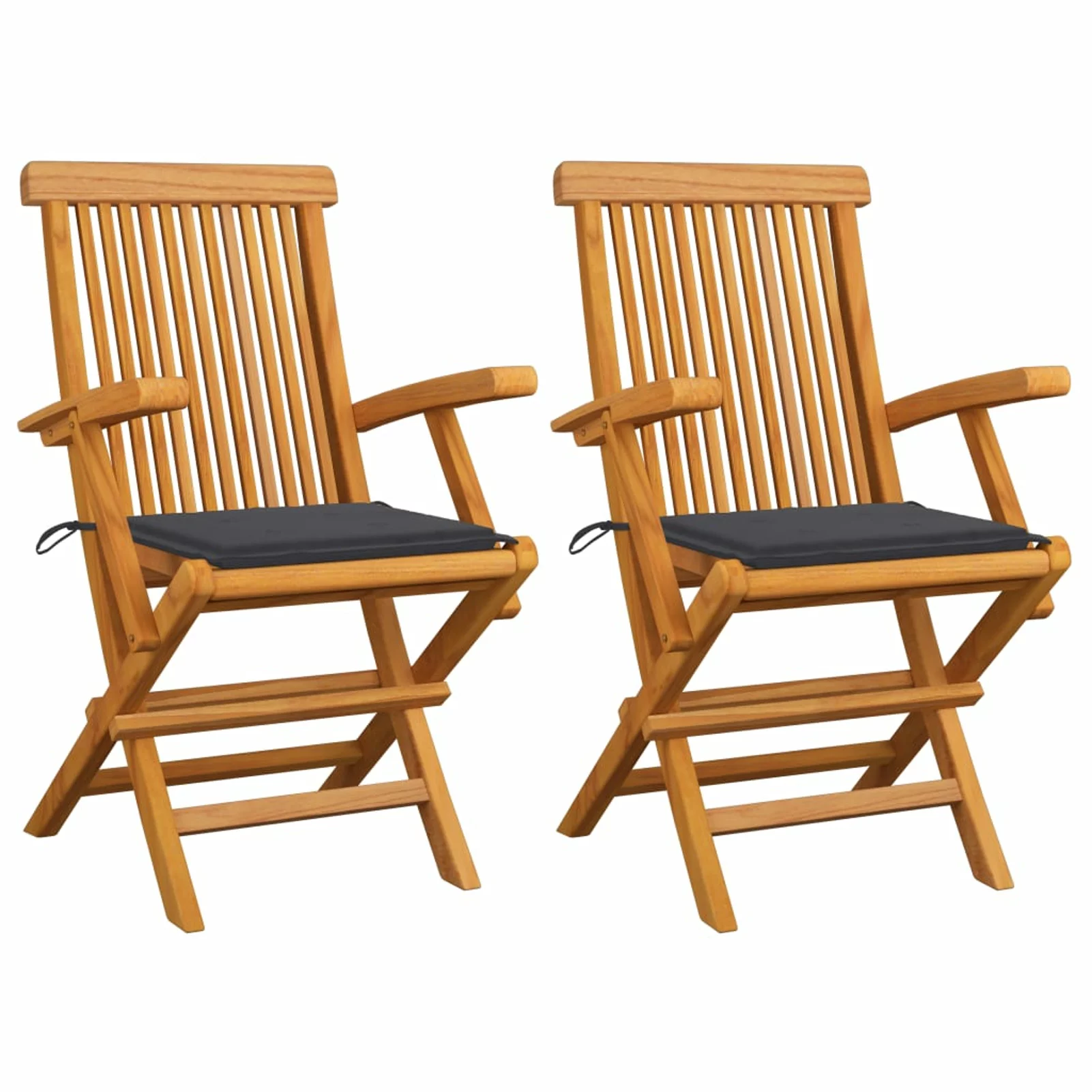 Dcenta 2 Piece Folding Garden Chairs with Cushion Teak Wood Outdoor Dining Chair for Patio, Backyard, Poolside