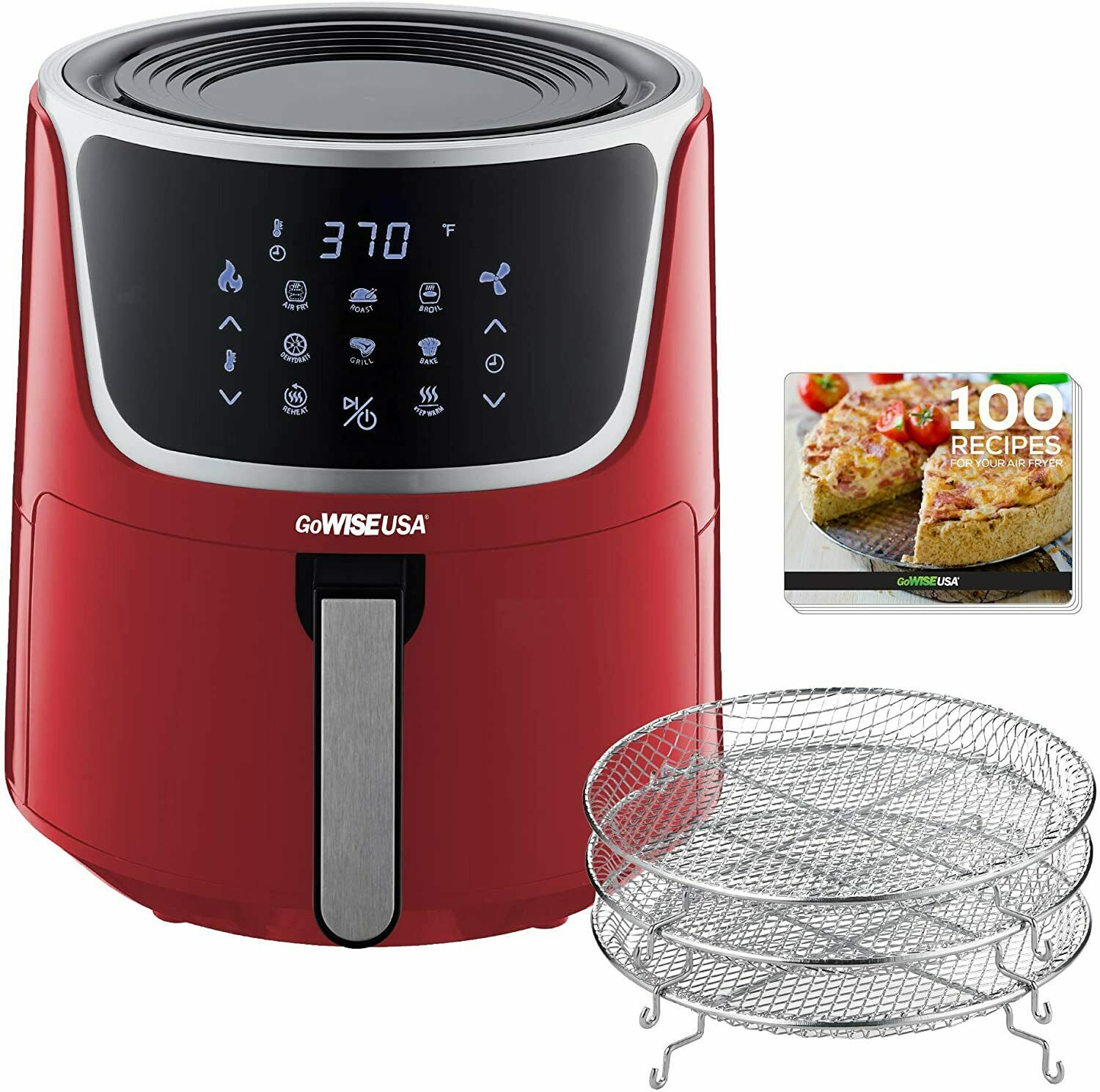 GoWISE USA 7-Qt. Extra Large Electric Air Fryer with Dehydrator - Red | GW22957