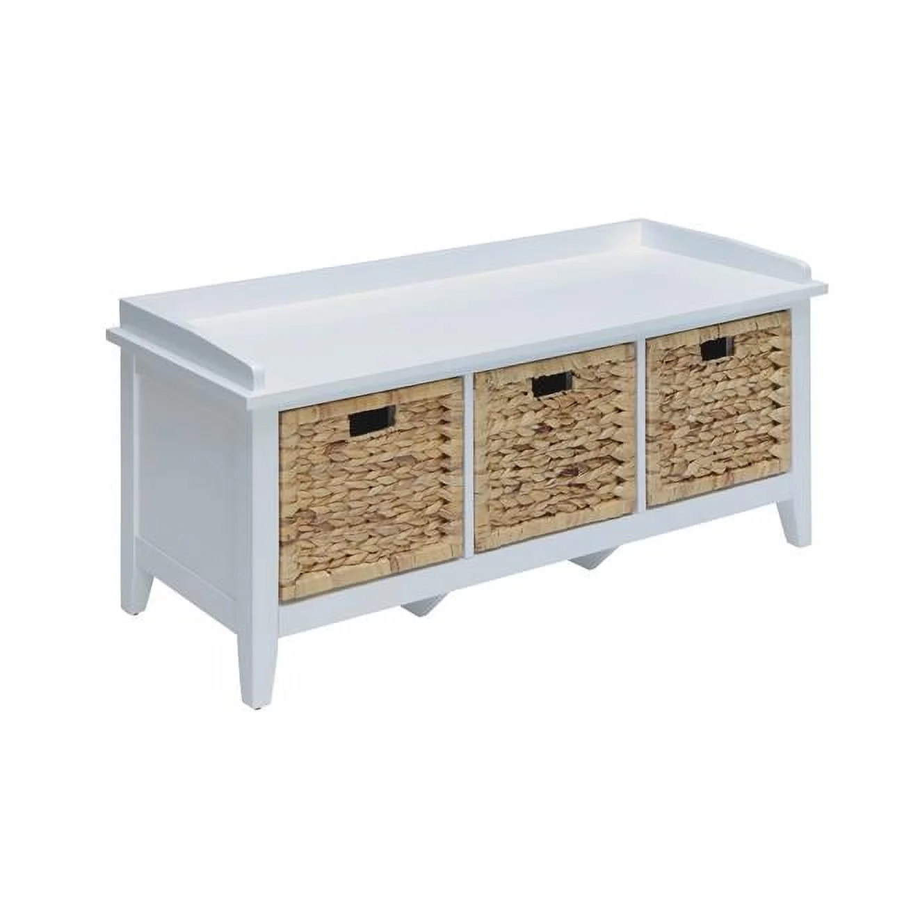 43" X 16" X 19" White Solid Wood Leg Storage Bench
