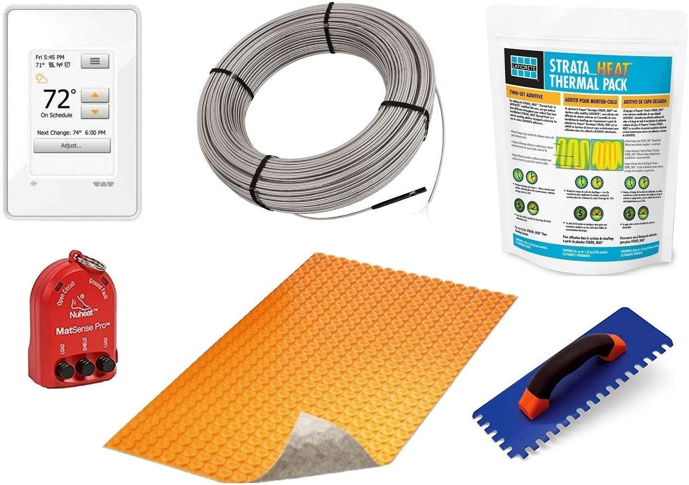 Schluter Ditra DUO Signature Floor Heating Kit -129 Square Feet- Includes WiFi Touchscreen Programmable Thermostat, DUO Membrane