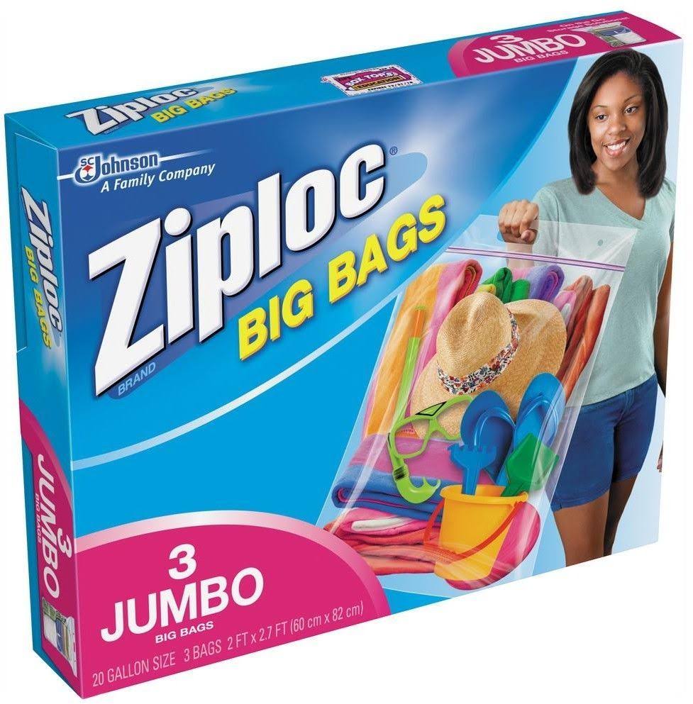 Ziploc XXL Plastic Storage Bag Double Zipper 3 Bag Built-in Handle Easy Carrying 8 Pack
