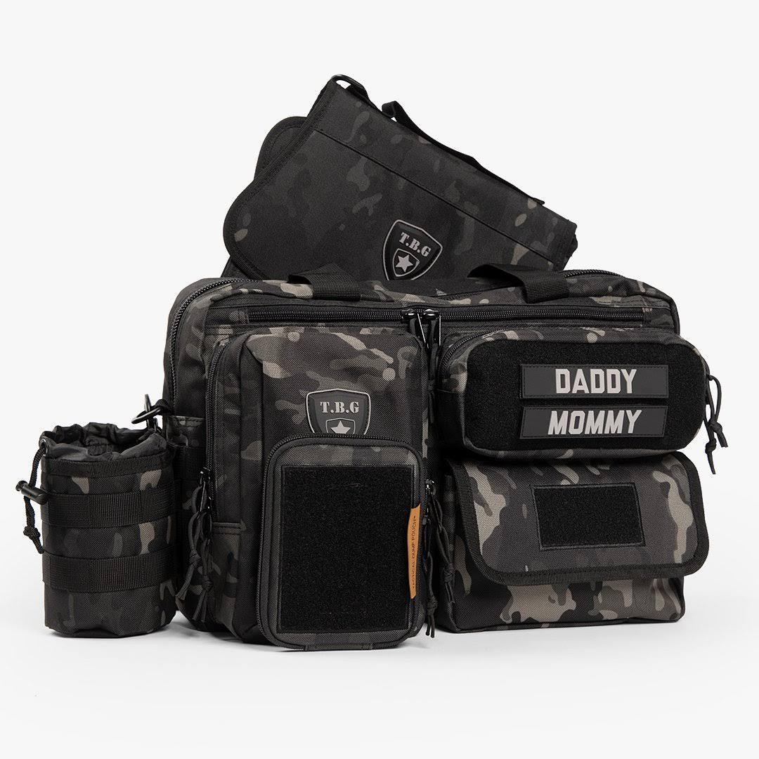 Tactical Baby Gear Deuce 2.0 Diaper Bag Combo Set in Black Camo