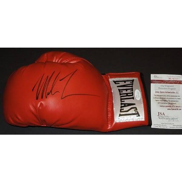 RealDealMemorabilia MTysonGlove Mike Tyson Autographed Everlast Boxing Glove with JSA Witnessed authenticity