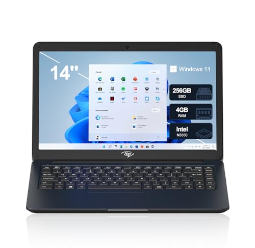 14'' Laptop Computer, Dual-Core Intel Celeron N3350 Processors, 4GB RAM, 256GB SSD, Windows 11 Laptops Computers, Ultra Slim, Long Battery Life