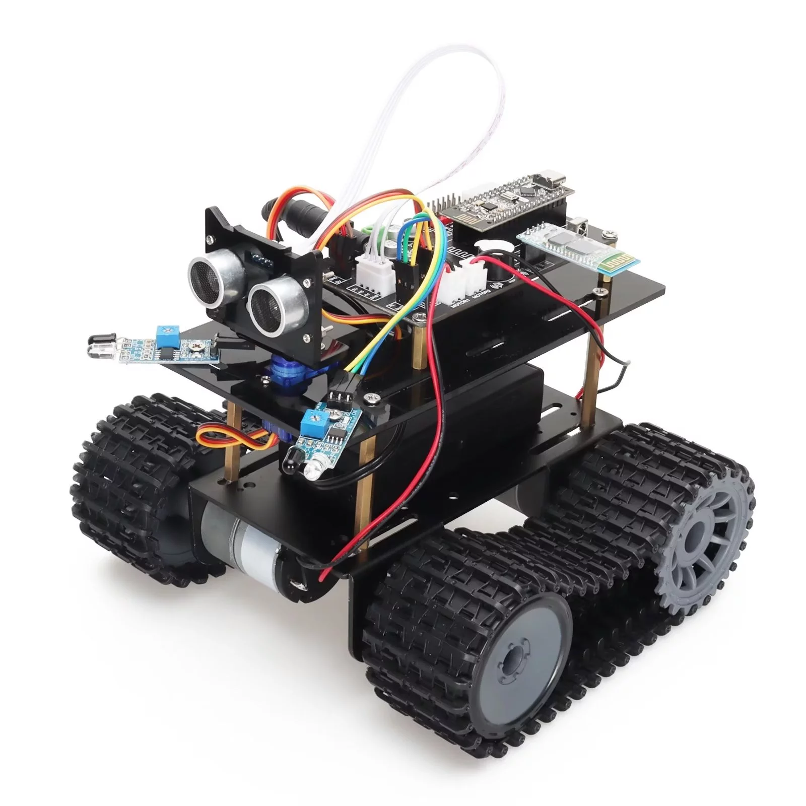 TSCINBUNY Smart Robot Car Kit, DIY Toy Car Robotic Kit Obstacle Avoidance IDE C/C++ Programmable Wireless Gesture Tank Smart Robot Car Kit