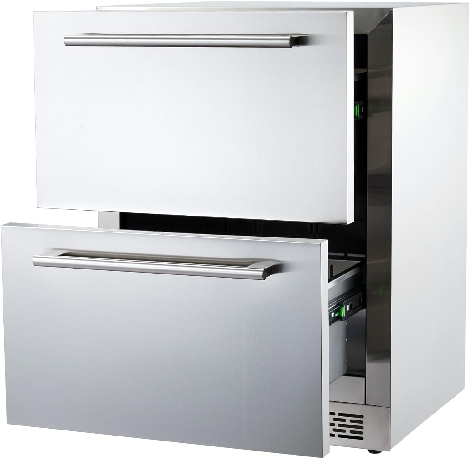 24 Inch Under Counter Drawer Fridge, Outdoor Undercounter Refrigerators for Patio with Weatherproof Full Stainless Steel Body