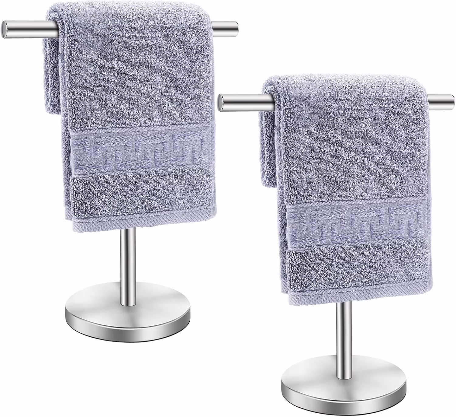 T-Shape Bath Hand Towel Holder Stand, Stainless Steel Free Standing Hand Towel Rack with Heavy Base, for Bathroom Kitchen &amp; Countertop, Silver