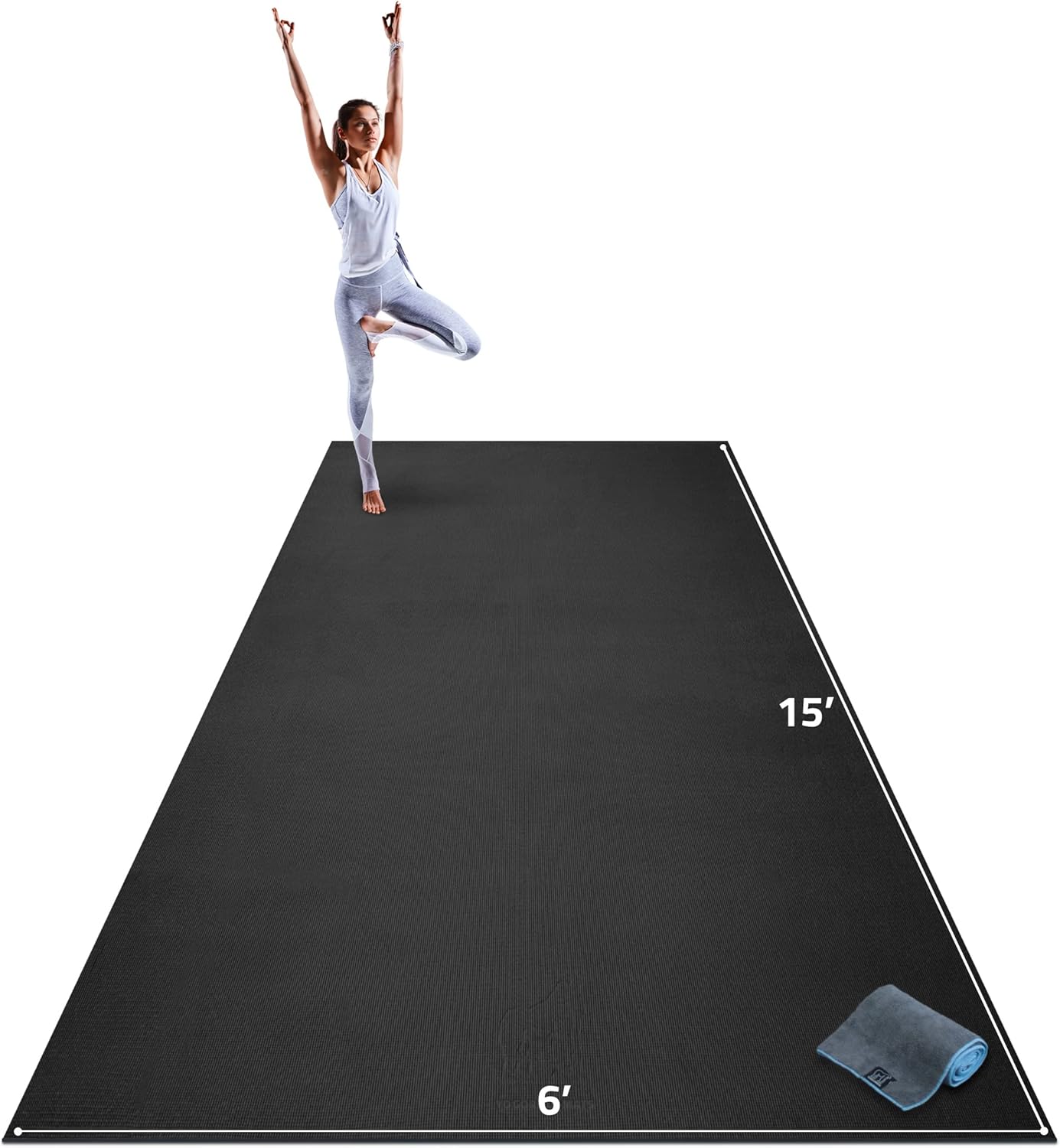 Gorilla Mats Premium Extra Large Yoga Mat &ndash; 15' x 6' x 8mm Extra Thick & Ultra Comfortable, Non-Toxic