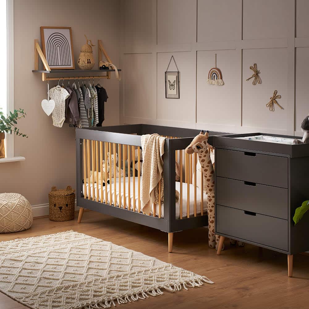 Obaby Maya 2 Piece Nursery Room Set – Slate with Natural