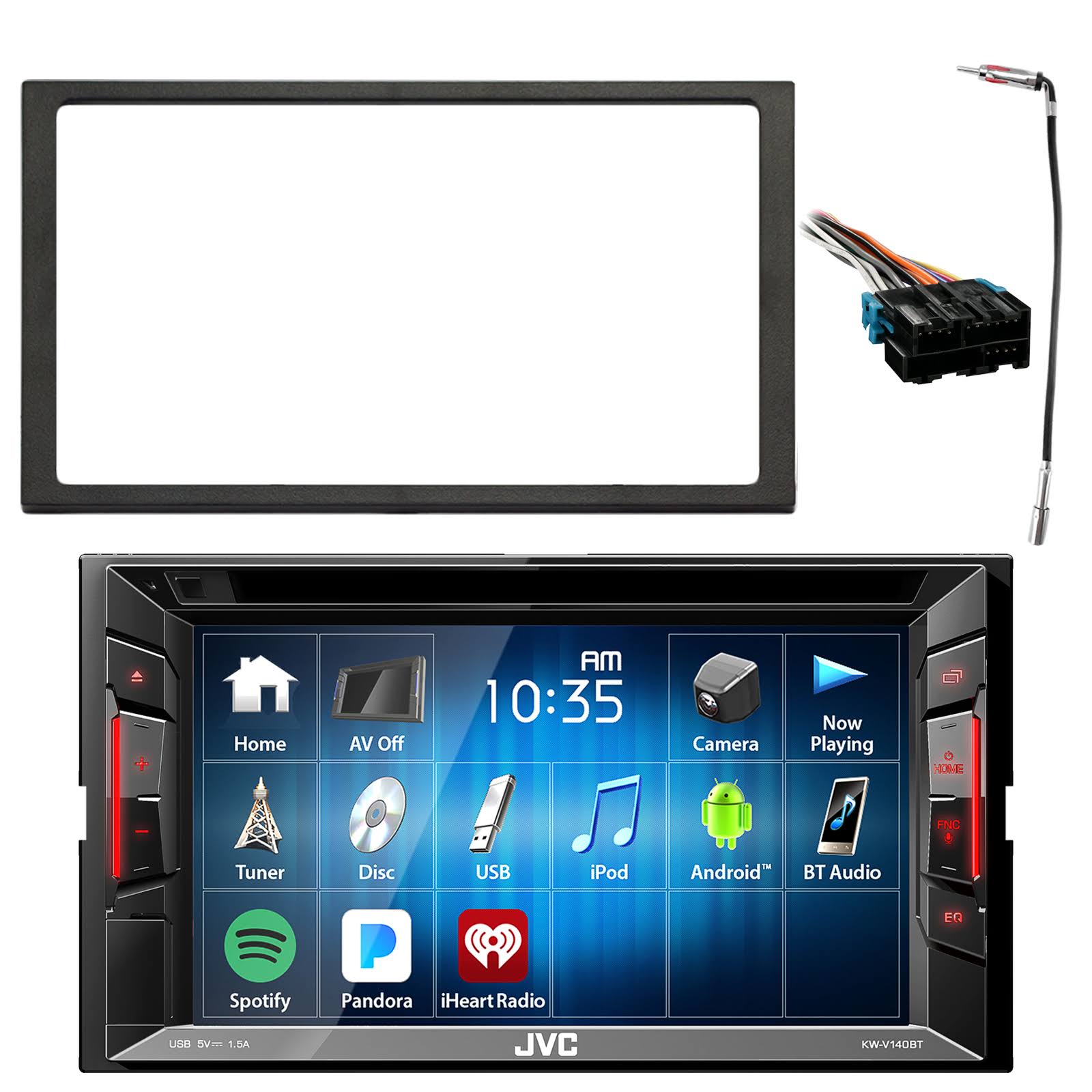 JVC Double DIN In-Dash Dvd/cd/am/fm Bluetooth Car Stereo Receiver w/ 6.2 inch Clear Resistive Touchscreen, Enrock Double DIN Ins