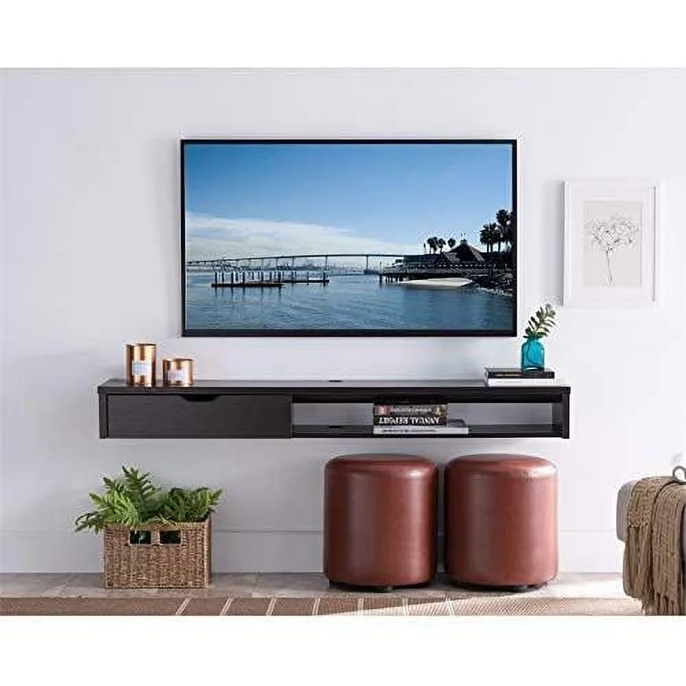 Modern Wood Floating TV Stand For Tvs Up To 60" In Cappuccino