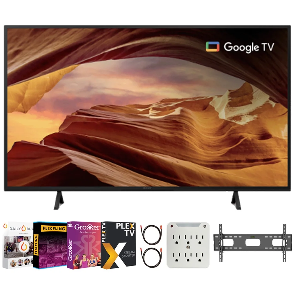 Sony KD50X77L X77L 50 Inch 4K HDR LED Smart TV with Google TV 2023 Bundle with Premiere Movies Streaming + 37-100 Inch TV Wall Mount + 6-Outlet Surge