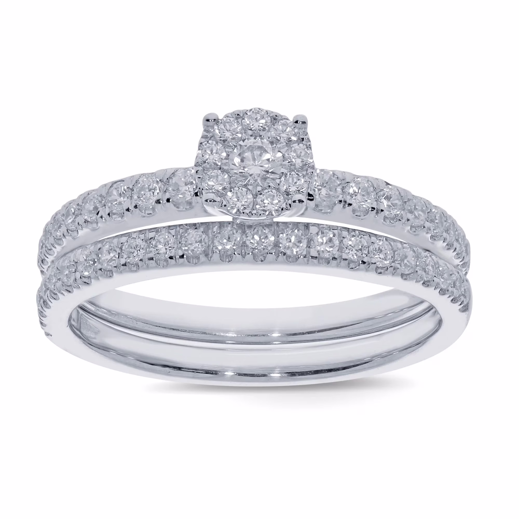 10K WHITE GOLD .70 CARAT WOMENS DIAMOND ENGAGEMENT RING WEDDING BAND BRIDAL SET