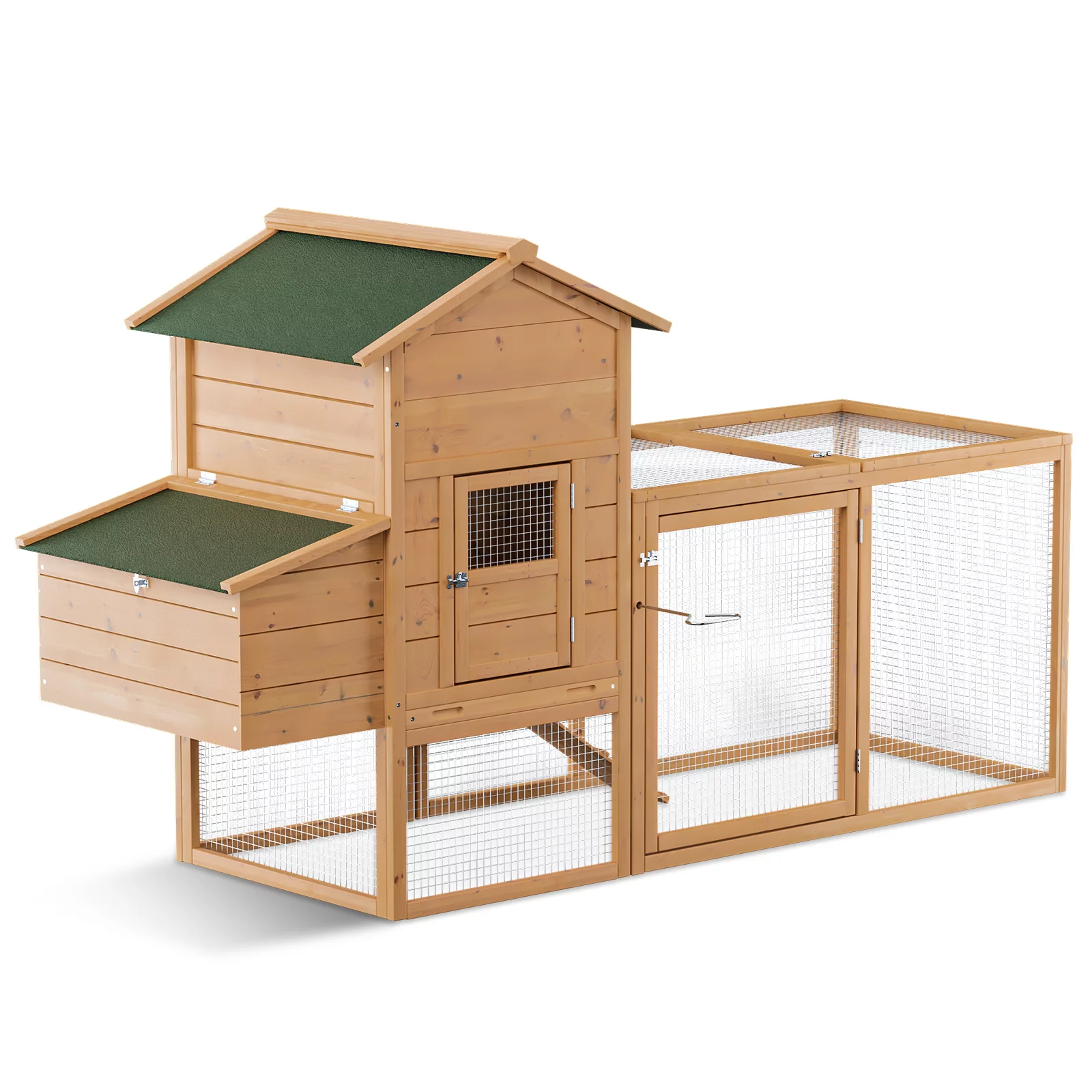 Magshion Outdoor Chicken Coop with Nesting Box, 80 inch Wooden Rabbit Hutch Poultry House with Run Cage