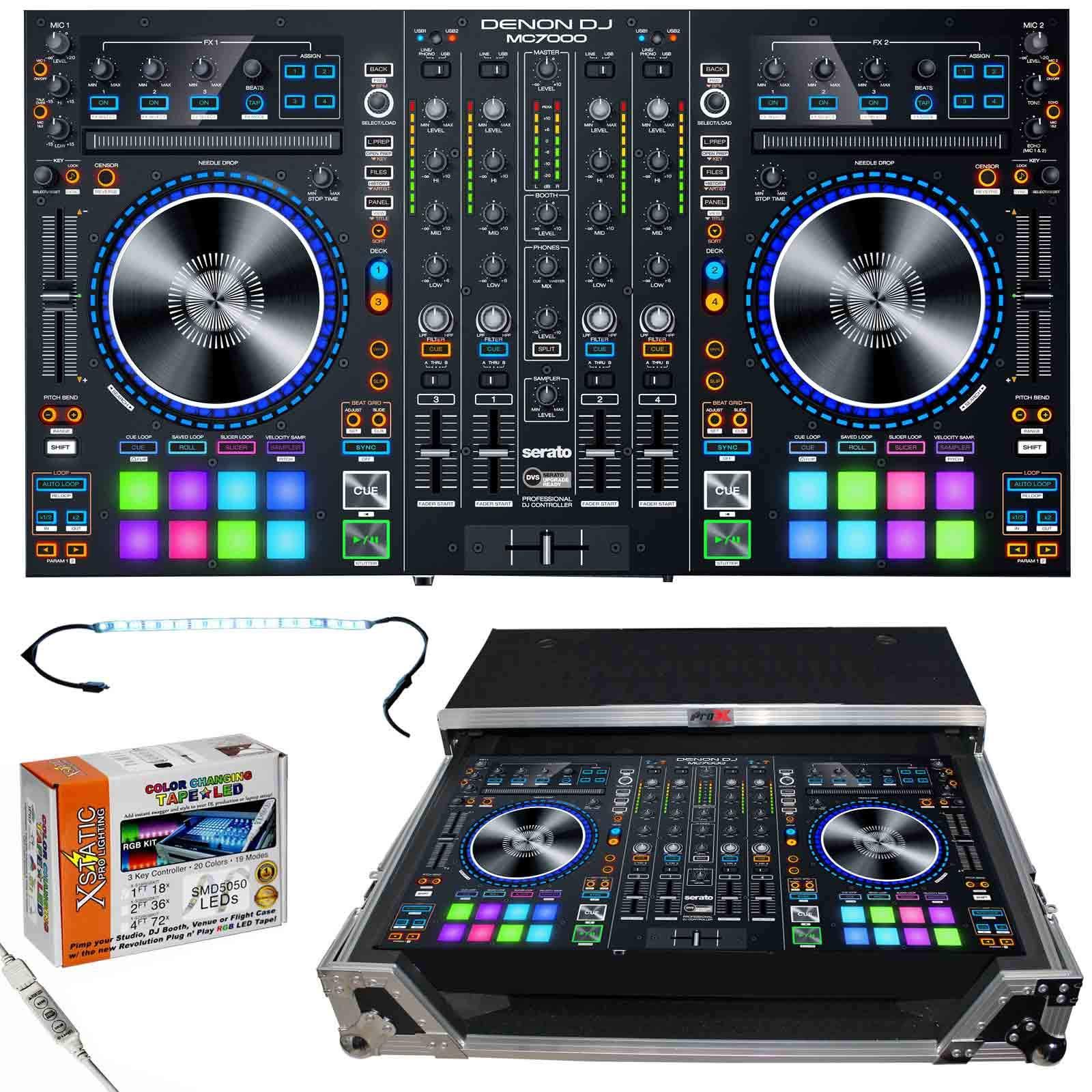 Denon DJ MC7000 Professional DJ Controller u0026 Mixer with ATA Case w/Laptop Tray