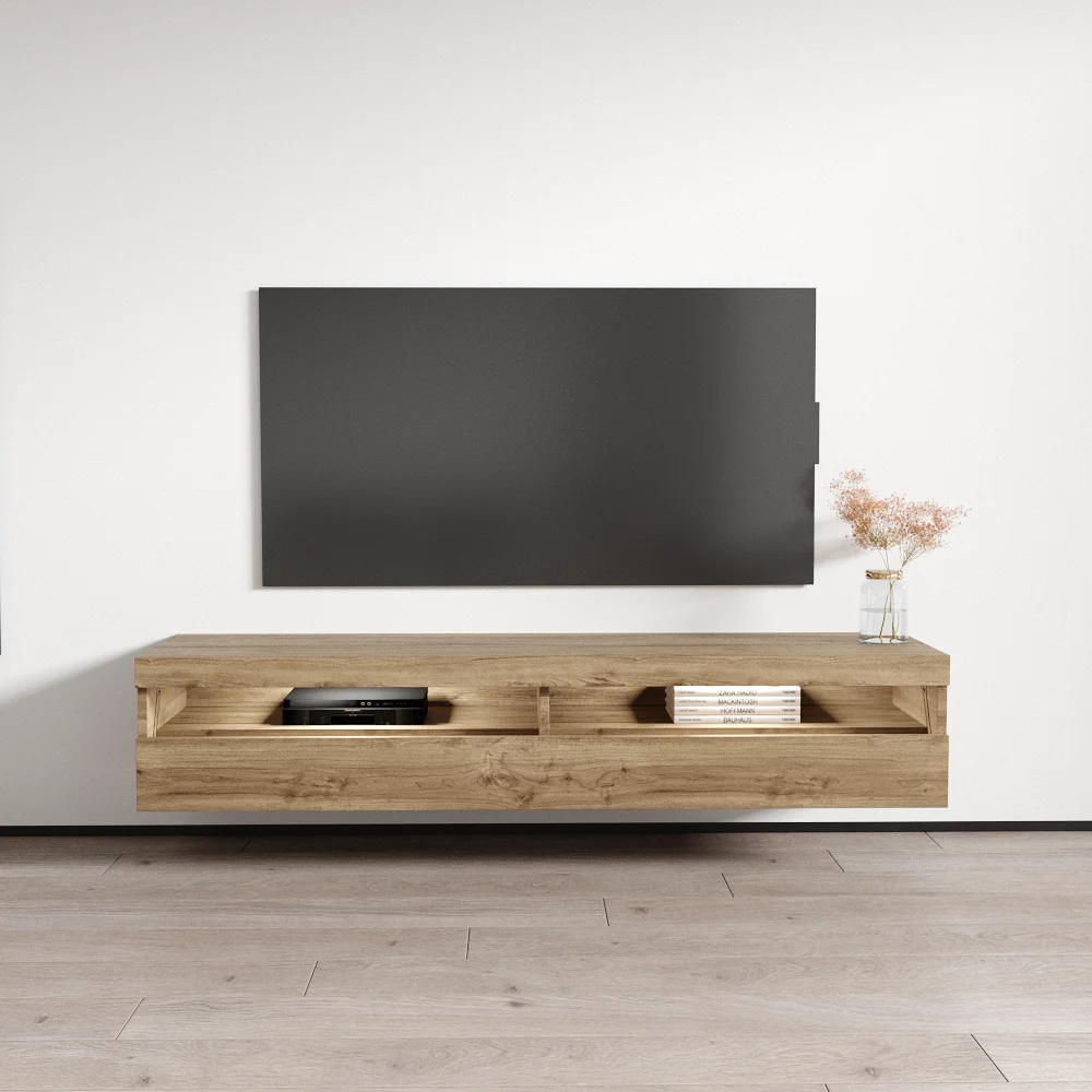 Fly Type-35 Floating TV Stand for TVs up to 70", Modern High Gloss 63" Entertainment Center