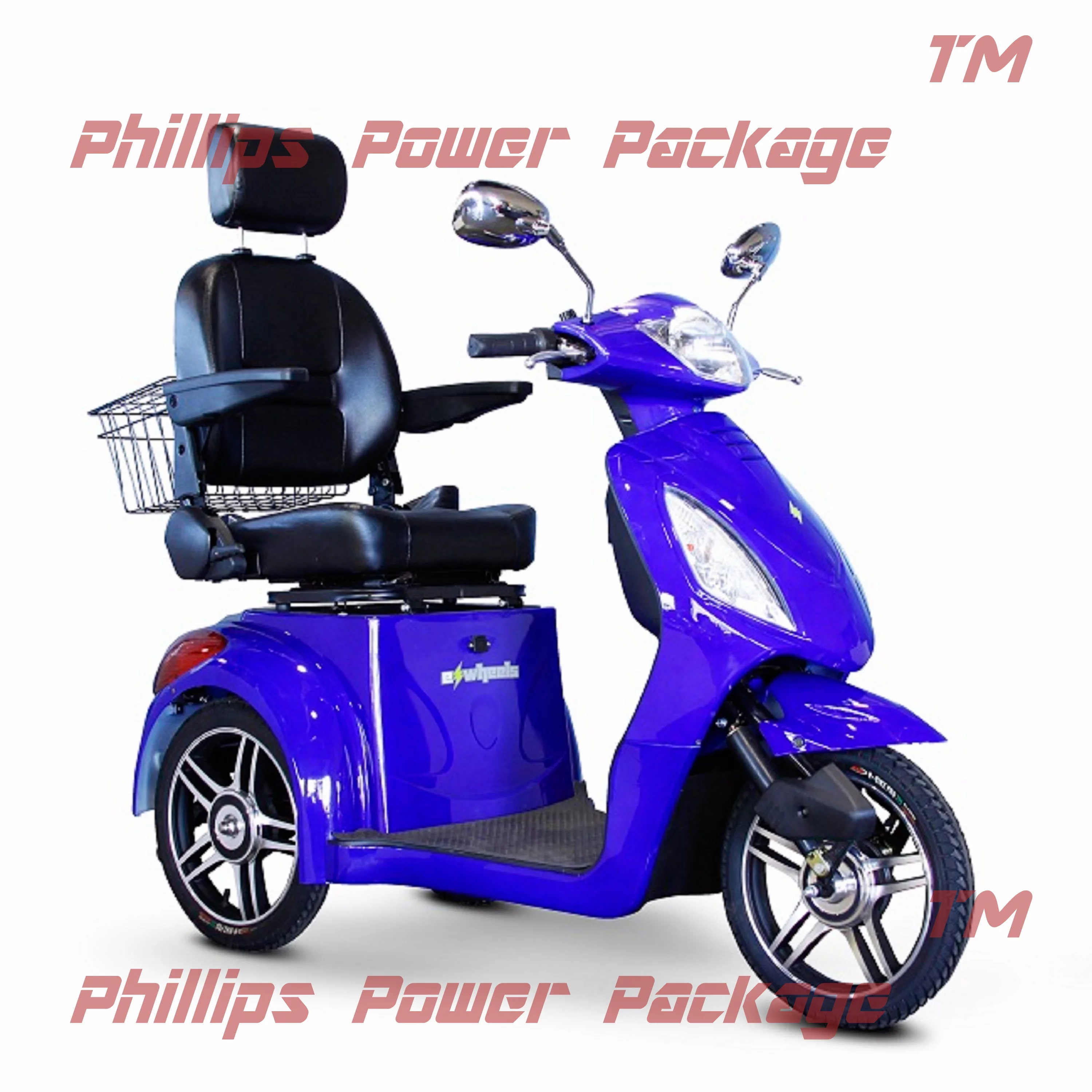 E-Wheels - EW-36 Full-Sized Scooter - 3-Wheel - Blue - PHILLIPS POWER PACKAGE TM - $500 VALUE - Curated Treasures Market