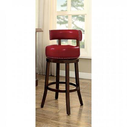 Furniture of America Shirley Collection CM-BR6251RD-24-2PKVN 25 Bar Stool with Nailhead Trim Padded Leatherette Seat and Wooden Legs in Dark